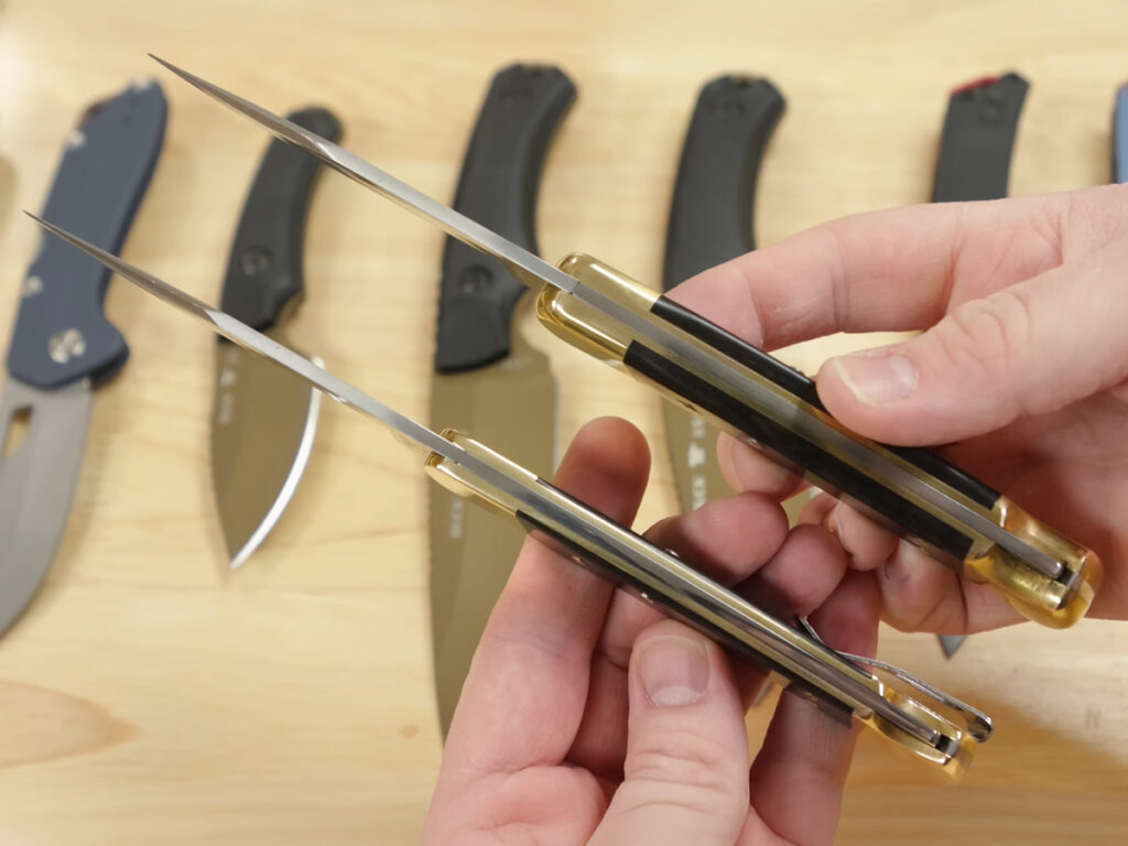 Buck 110 vs Buck 110 Slim Heritage pocket knife thickness comparison